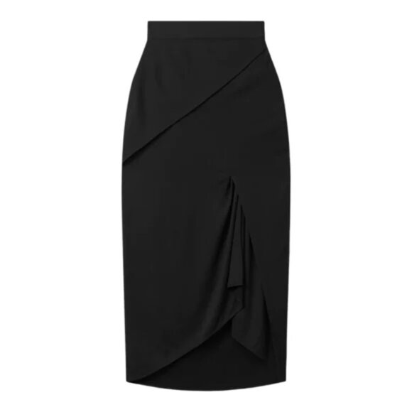 Reiss Zaria Asymmetric Midi-Skirt Black Size US 12 New with Tags - Picture 1 of 4